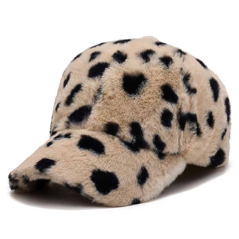 Fashion Leopard Fleece Baseball All-matching Peaked Cap - CJ - mode24h