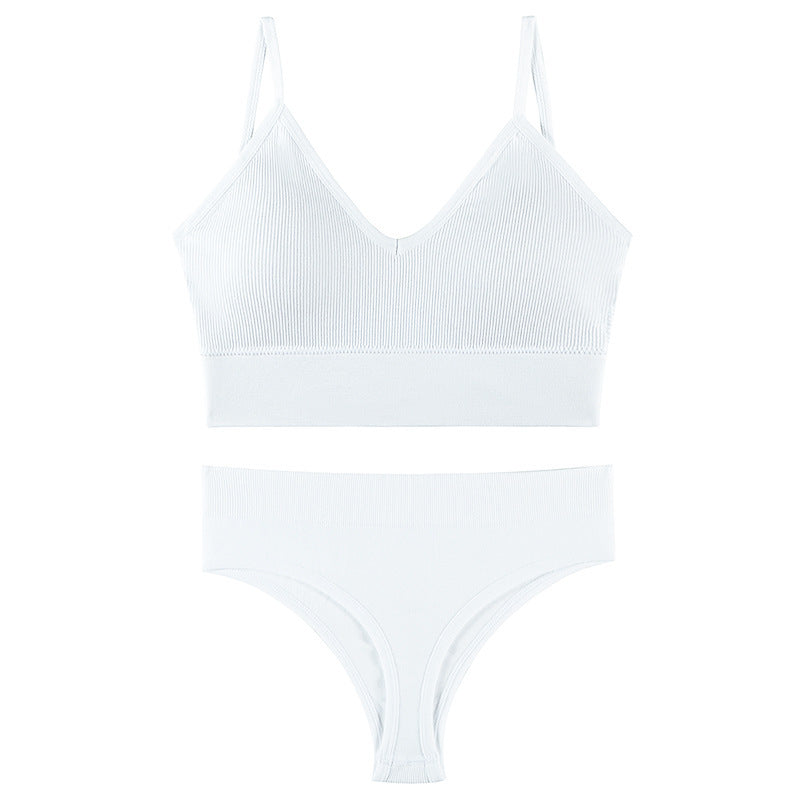Wireless Push-up Sports Bra Set with French Triangle Cup-CJ - mode24h