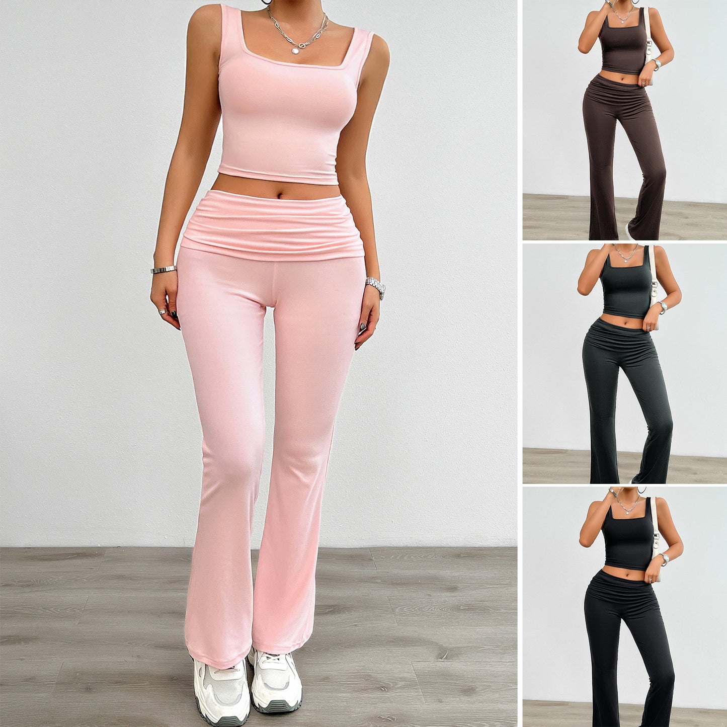 Women's Fashion Casual Solid Color Vest Body-hugging Suit -CJ - mode24h