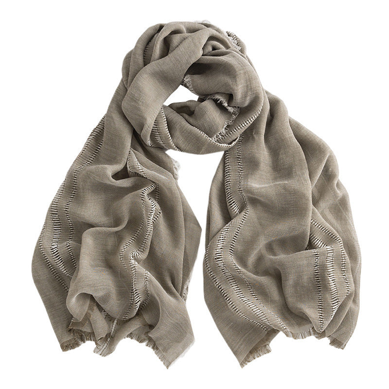Herringbone Cashmere-Feel Scarf – Monochrome, Tassel, Warm & Stylish - CJ - mode24h