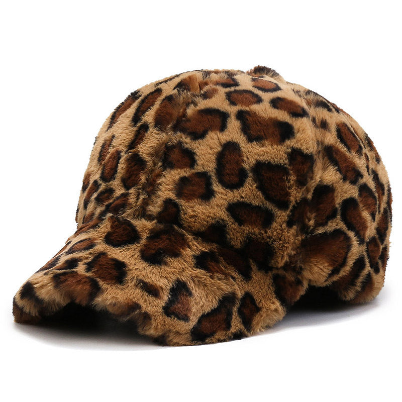 Fashion Leopard Fleece Baseball All-matching Peaked Cap - CJ - mode24h