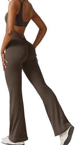 Women Sleeveless Flare Jumpsuits Fitness Yoga Long Pants - CJ - mode24h