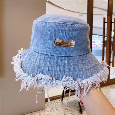 Women's Vintage Washed Denim Bucket Hat - CJ - mode24h