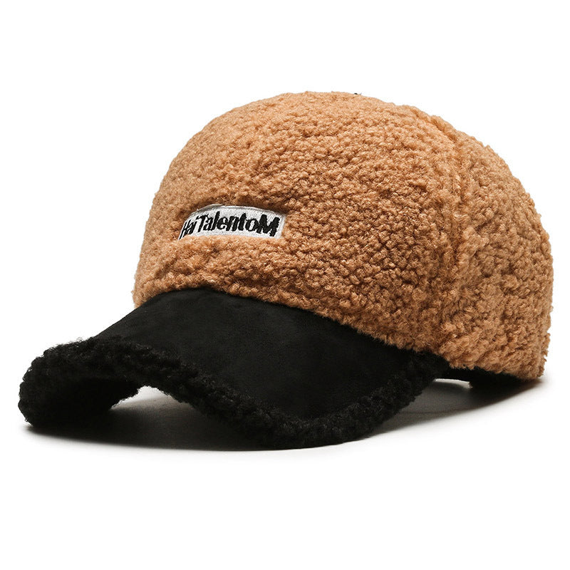 Autumn Winter Color Matching Fashion All-match Plush Warm Peaked Cap - CJ - mode24h
