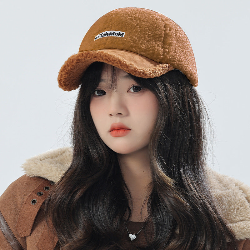 Autumn Winter Color Matching Fashion All-match Plush Warm Peaked Cap - CJ - mode24h