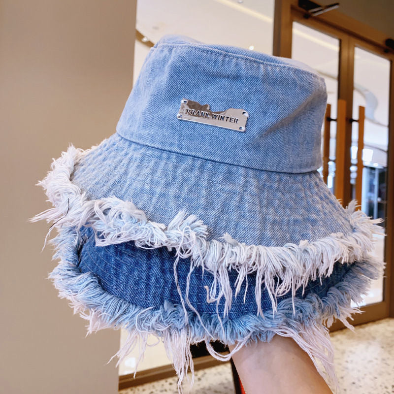 Women's Vintage Washed Denim Bucket Hat - CJ - mode24h