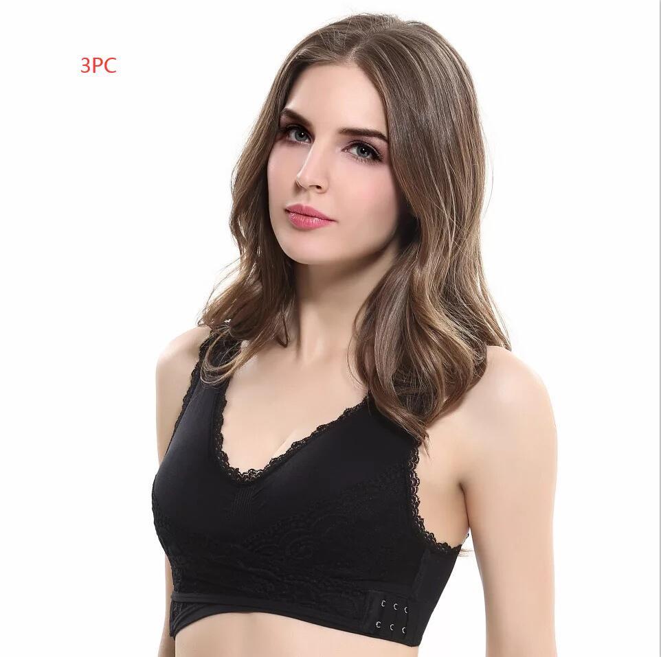 Front Cross Side Buckle Lace Side Non-Wire Sports Fitness Bra - CJ - mode24h