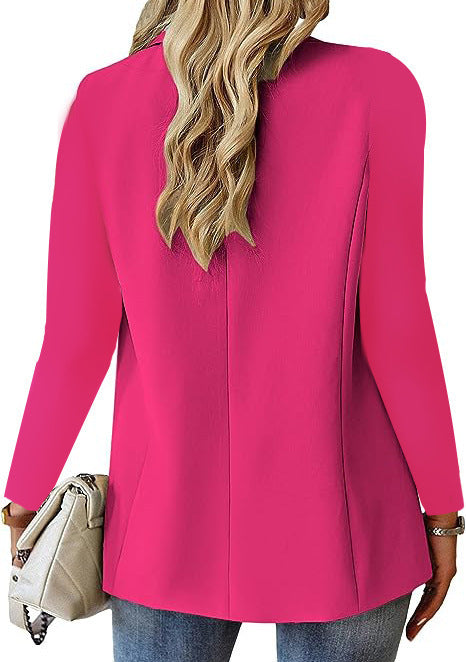 Polyester Autumn Long Sleeve Solid Color Cardigan Small Suit Jacket For Women - CJ - mode24h