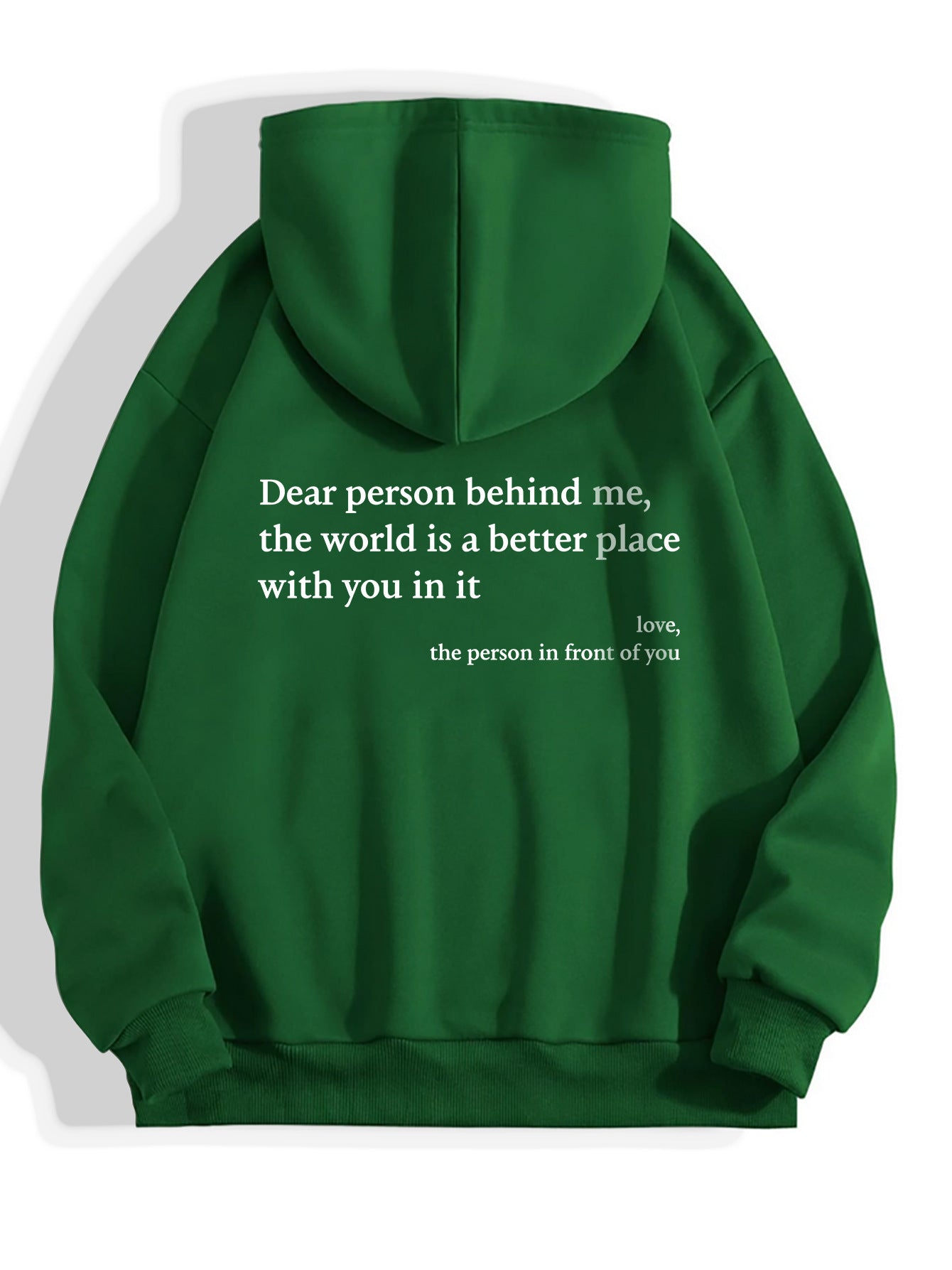 "Dear Person Behind Me" Printed Plush Hoodie- CJ - mode24h