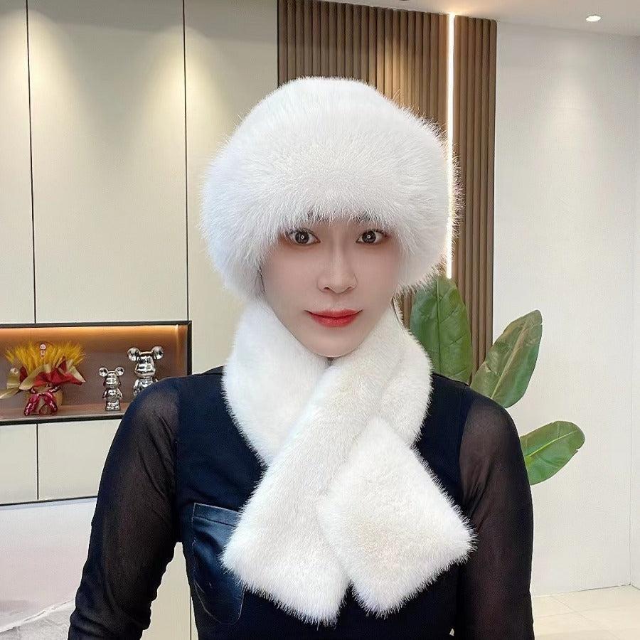 Suit Winter Scarf Mongolian Cap Plush Hat Women's Thickened - CJ - mode24h