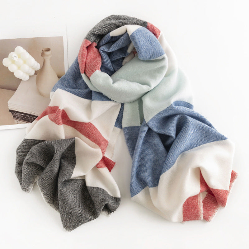 Herringbone Cashmere-Feel Scarf – Monochrome, Tassel, Warm & Stylish - CJ - mode24h