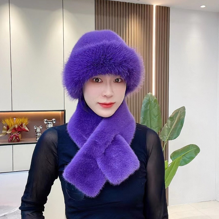 Suit Winter Scarf Mongolian Cap Plush Hat Women's Thickened - CJ - mode24h