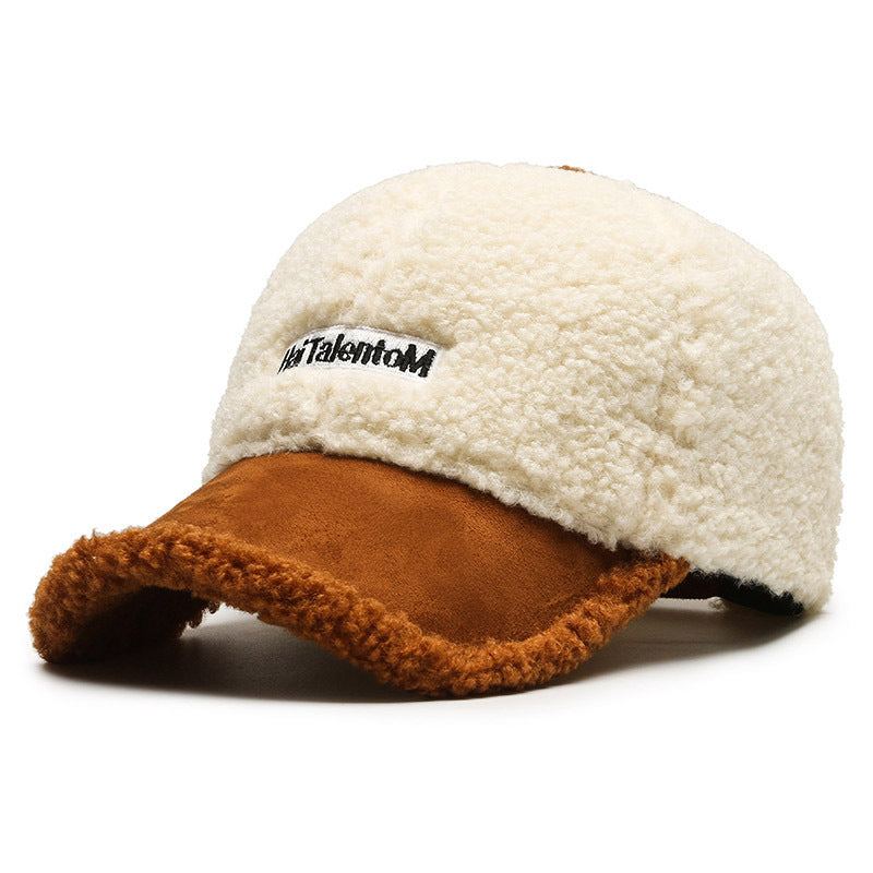 Autumn Winter Color Matching Fashion All-match Plush Warm Peaked Cap - CJ - mode24h