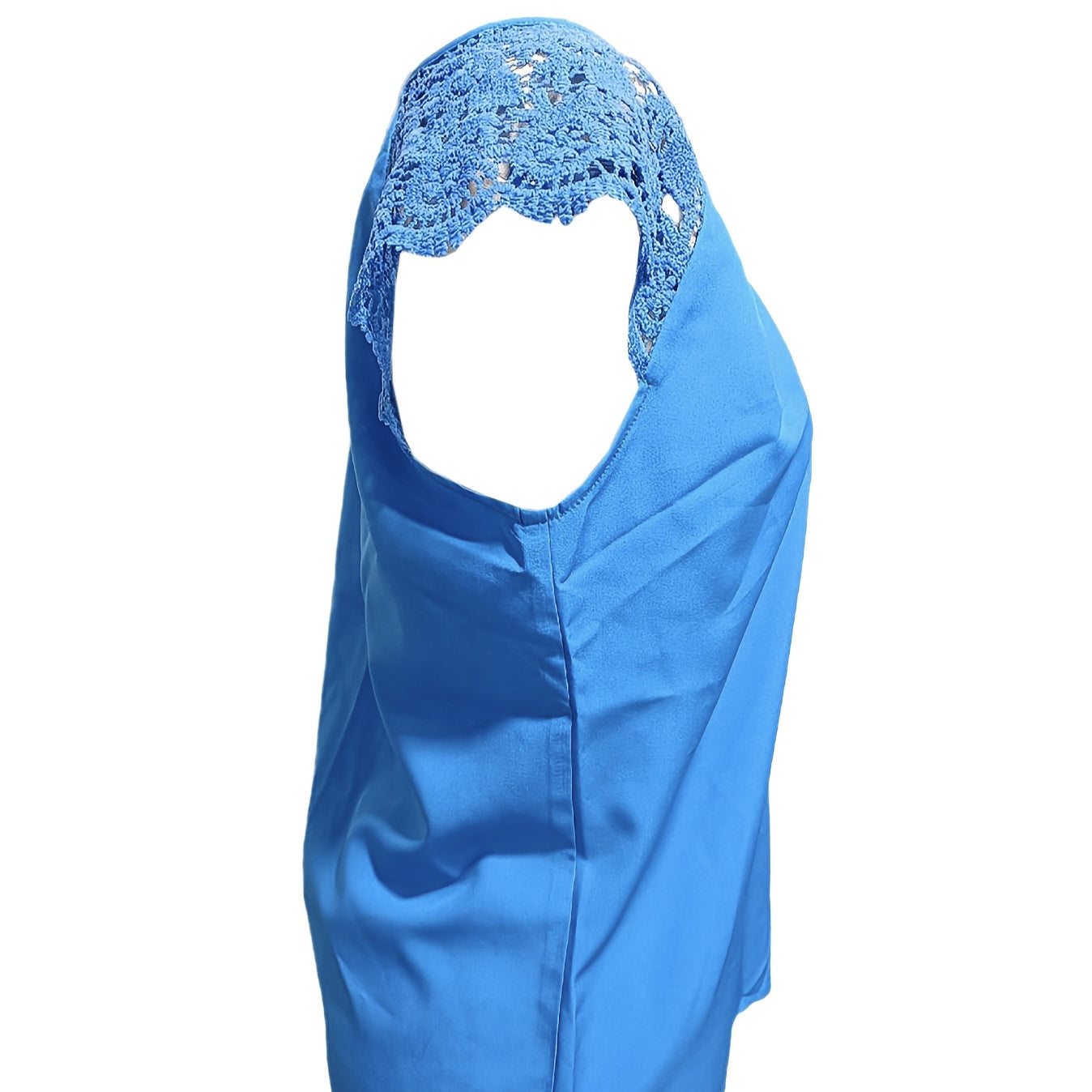 Women's Summer Top With Contrasting Lace Buttonhole Collar-CJ - mode24h