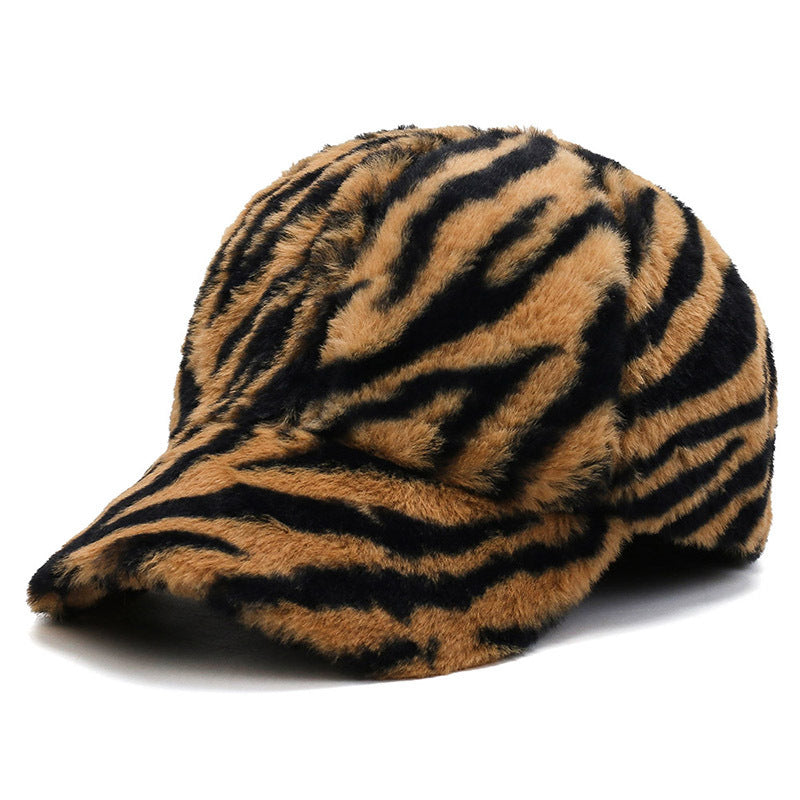Fashion Leopard Fleece Baseball All-matching Peaked Cap - CJ - mode24h