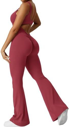 Women Sleeveless Flare Jumpsuits Fitness Yoga Long Pants - CJ - mode24h