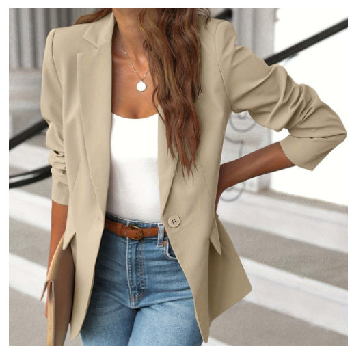 Polyester Autumn Long Sleeve Solid Color Cardigan Small Suit Jacket For Women - CJ - mode24h