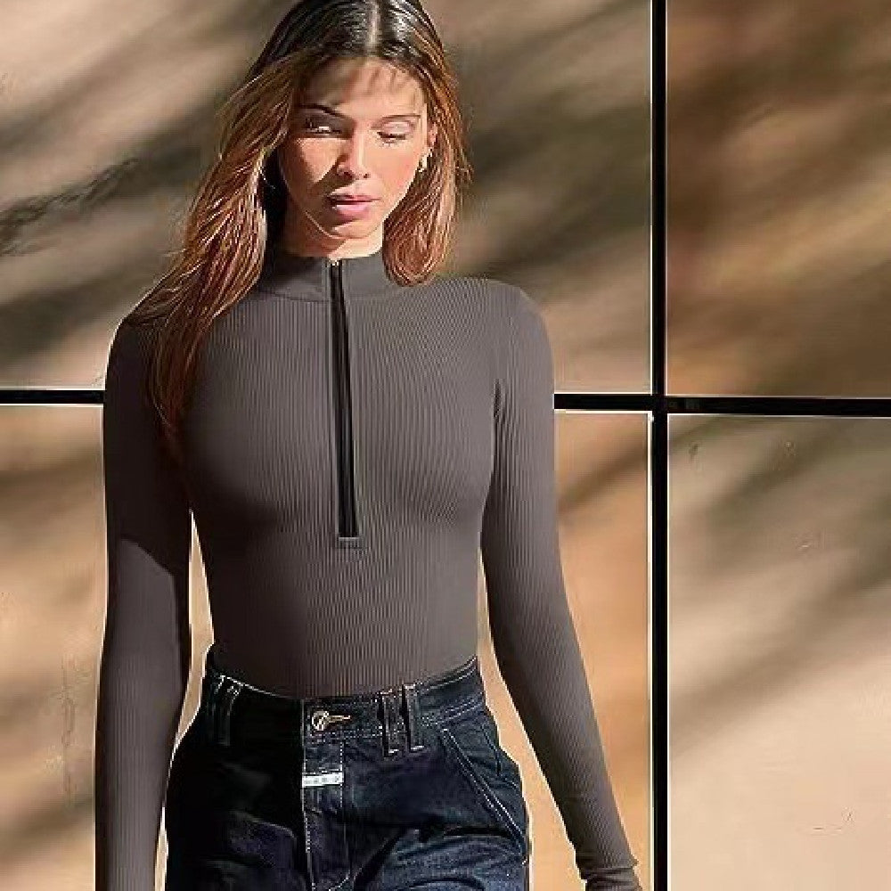 Fashion Long Sleeve Zipper Jumpsuit Seamless Slimming Shapewear For Women Romper - mode24h