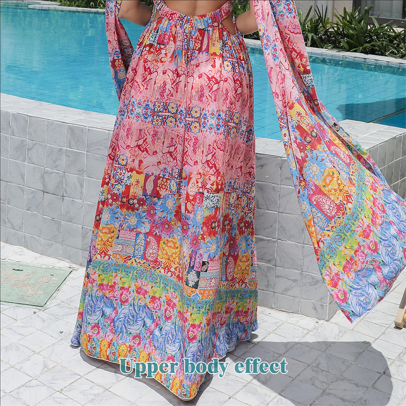 Women's Floral Style Large Hem Dress-CJ - mode24h