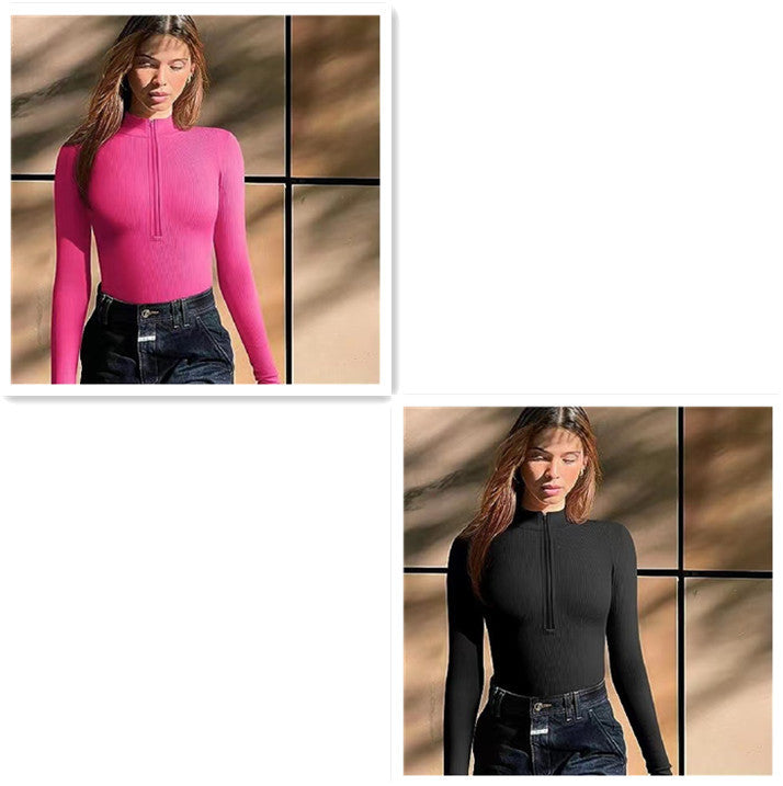 Fashion Long Sleeve Zipper Jumpsuit Seamless Slimming Shapewear For Women Romper - mode24h