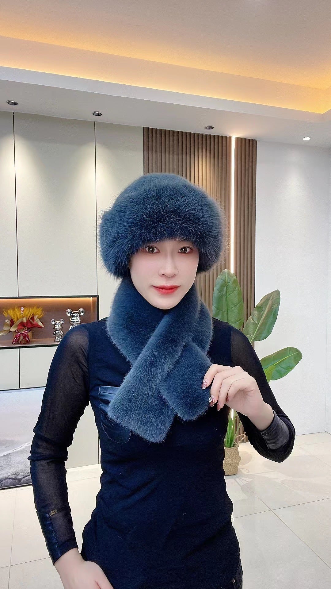 Suit Winter Scarf Mongolian Cap Plush Hat Women's Thickened - CJ - mode24h