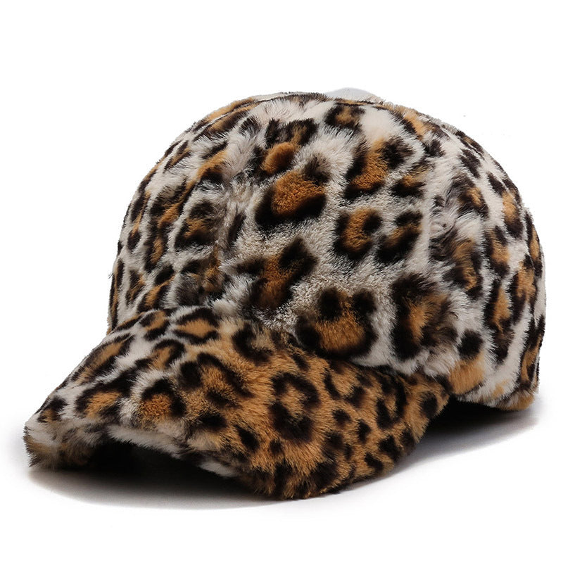 Fashion Leopard Fleece Baseball All-matching Peaked Cap - CJ - mode24h
