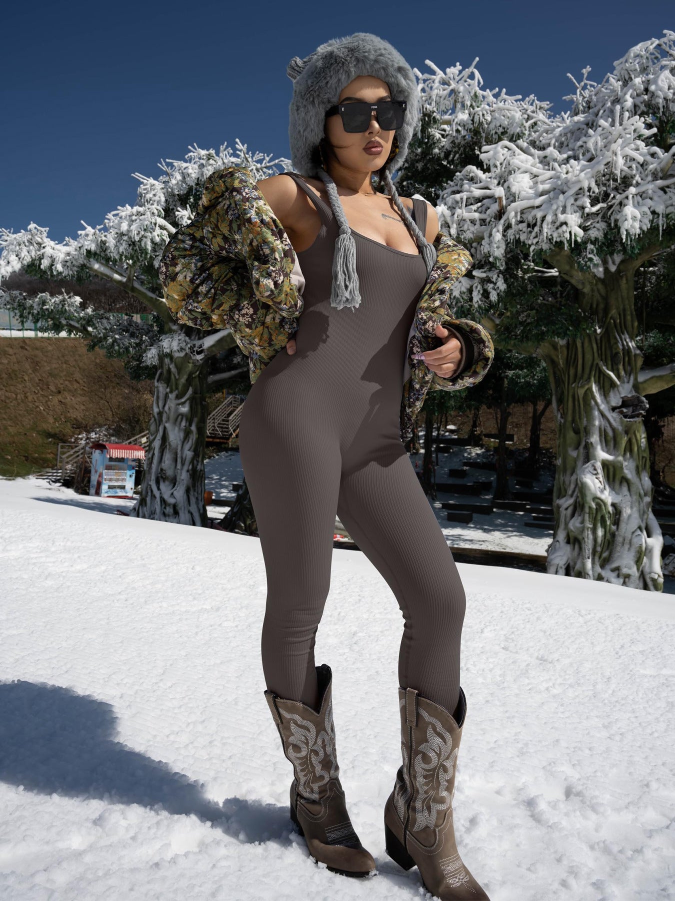 Women's Suspender Tank Top Tights- CJ - mode24h