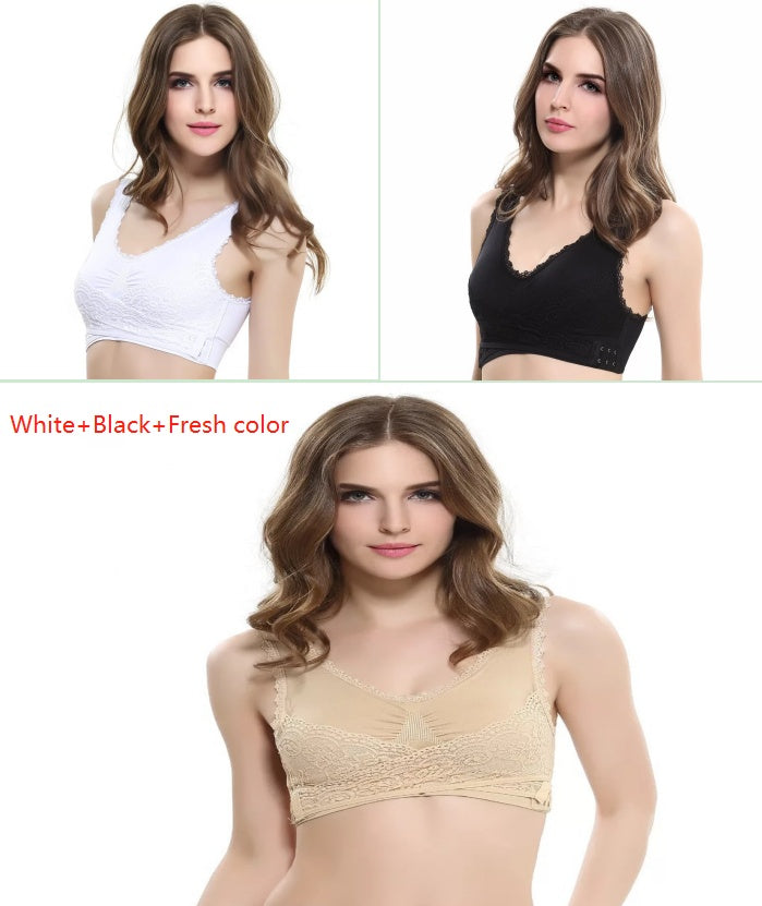 Front Cross Side Buckle Lace Side Non-Wire Sports Fitness Bra - CJ - mode24h