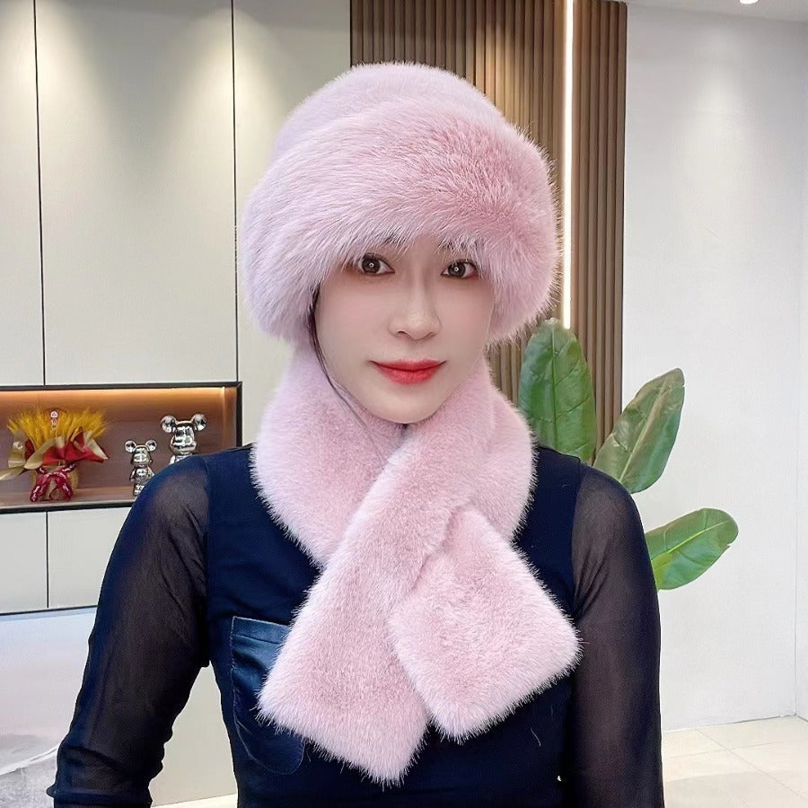 Suit Winter Scarf Mongolian Cap Plush Hat Women's Thickened - CJ - mode24h
