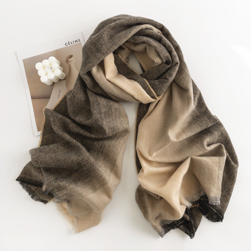 Herringbone Cashmere-Feel Scarf – Monochrome, Tassel, Warm & Stylish - CJ - mode24h