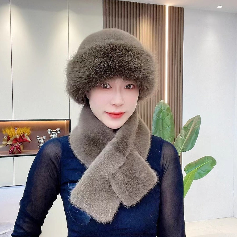 Suit Winter Scarf Mongolian Cap Plush Hat Women's Thickened - CJ - mode24h