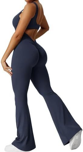 Women Sleeveless Flare Jumpsuits Fitness Yoga Long Pants - CJ - mode24h