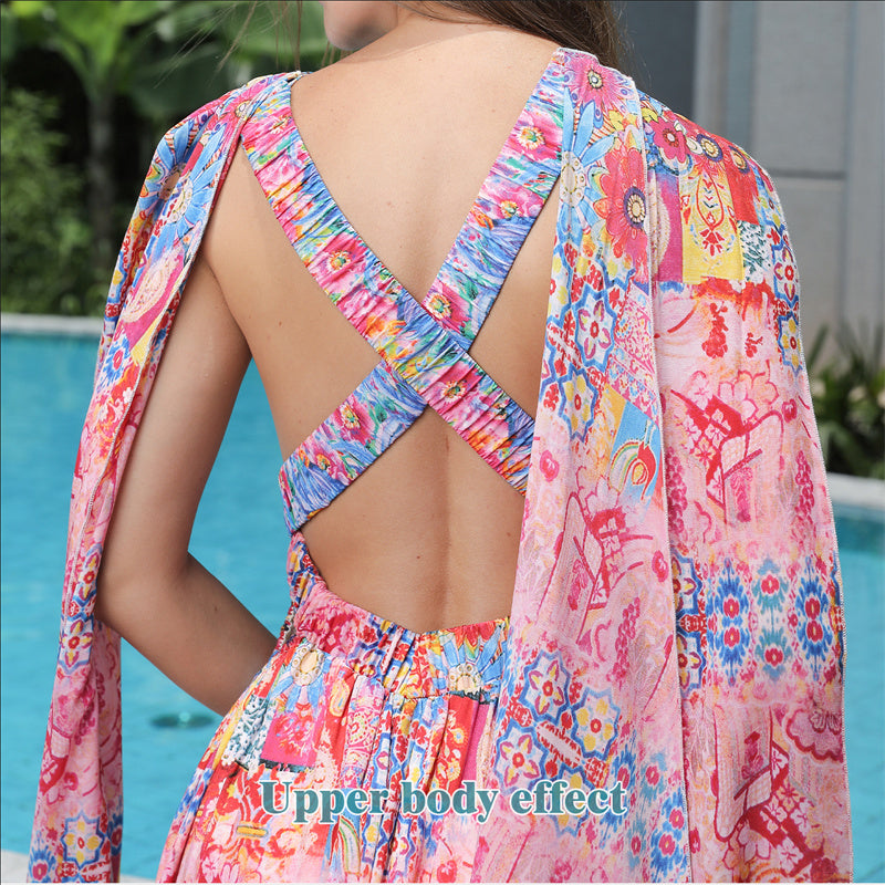 Women's Floral Style Large Hem Dress-CJ - mode24h