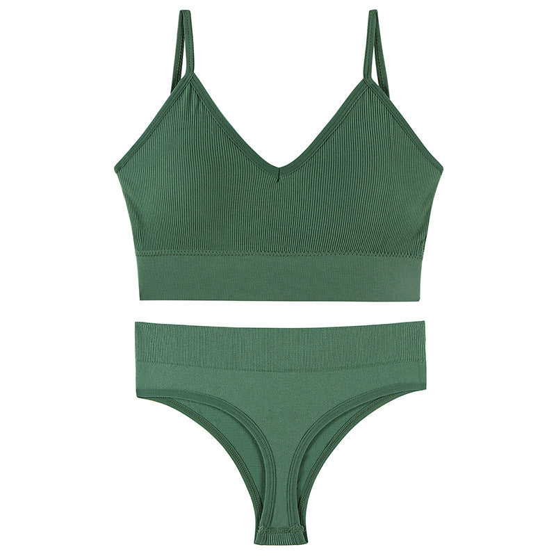 Wireless Push-up Sports Bra Set with French Triangle Cup-CJ - mode24h
