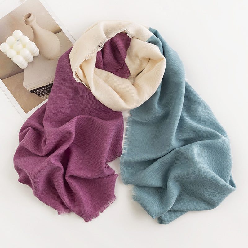 Herringbone Cashmere-Feel Scarf – Monochrome, Tassel, Warm & Stylish - CJ - mode24h