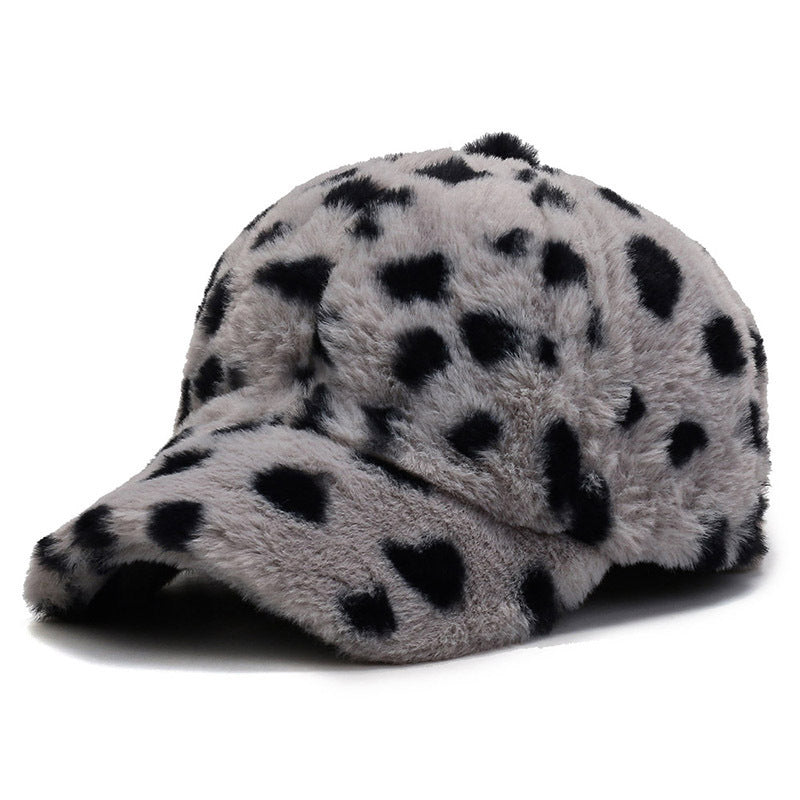 Fashion Leopard Fleece Baseball All-matching Peaked Cap - CJ - mode24h