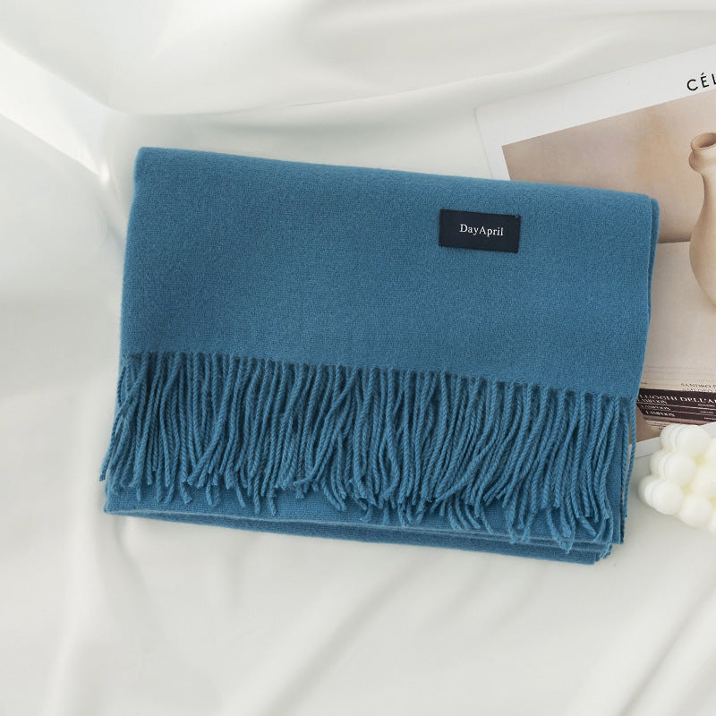 Pure Color Artificial Cashmere Scarf Women's Winter High-grade Shawl - CJ - mode24h