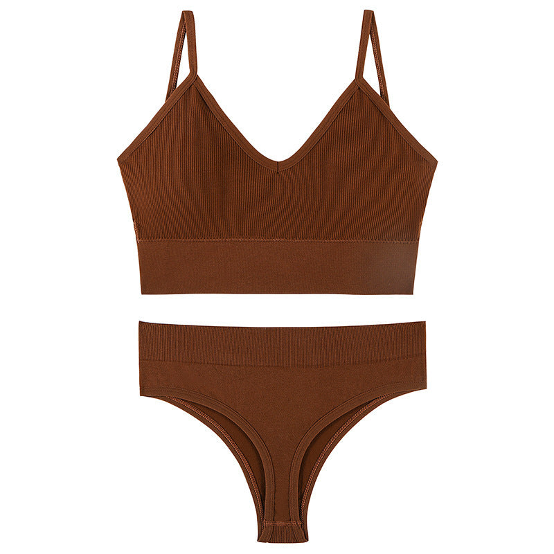 Wireless Push-up Sports Bra Set with French Triangle Cup-CJ - mode24h