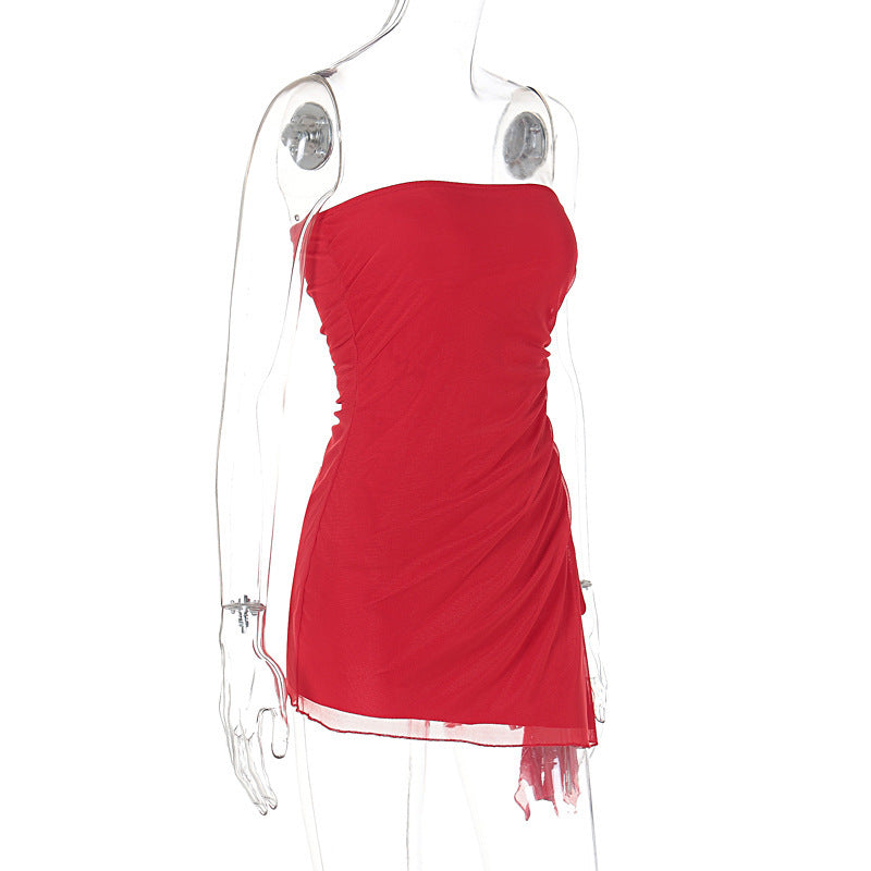 Y2K Backless Tube-Top Split Mini Dress- CJ - mode24h