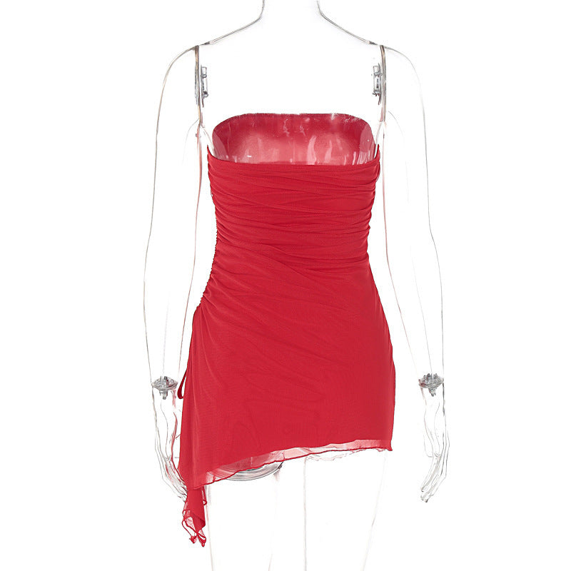 Y2K Backless Tube-Top Split Mini Dress- CJ - mode24h