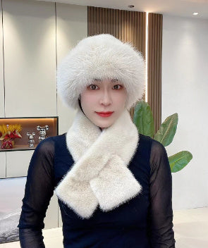 Suit Winter Scarf Mongolian Cap Plush Hat Women's Thickened - CJ - mode24h