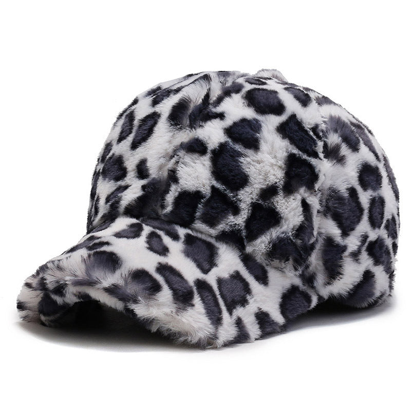 Fashion Leopard Fleece Baseball All-matching Peaked Cap - CJ - mode24h