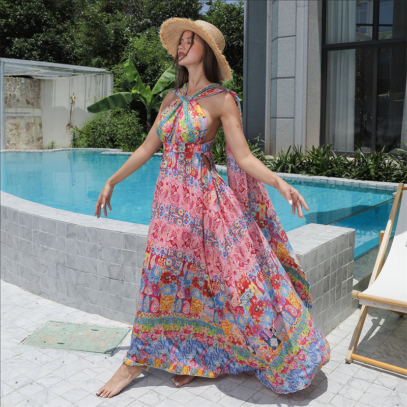 Women's Floral Style Large Hem Dress-CJ - mode24h
