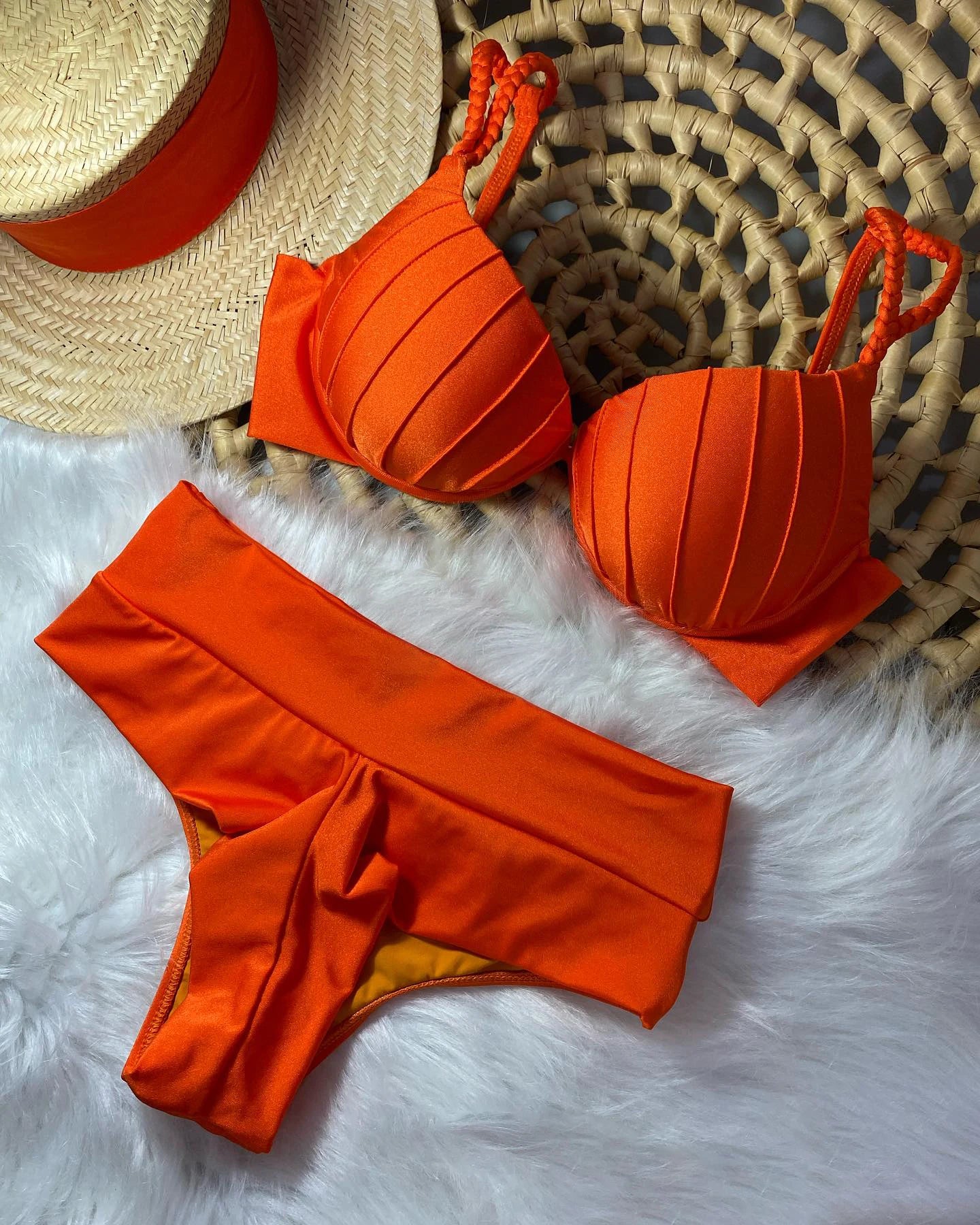 Vintage High Waist Padded Push Up Bikini Women Swimwear - ds