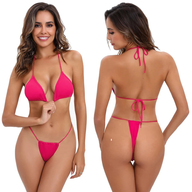 Brazilian G-String Bikini Set – Sexy Micro Halter Swimwear for Women -DS