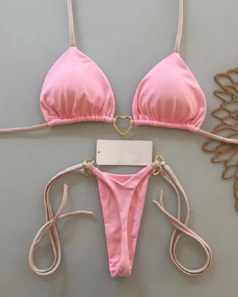 Women's Halter Triangle Bikini Set - DS - mode24h