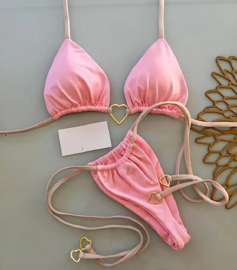 Women's Halter Triangle Bikini Set - DS - mode24h