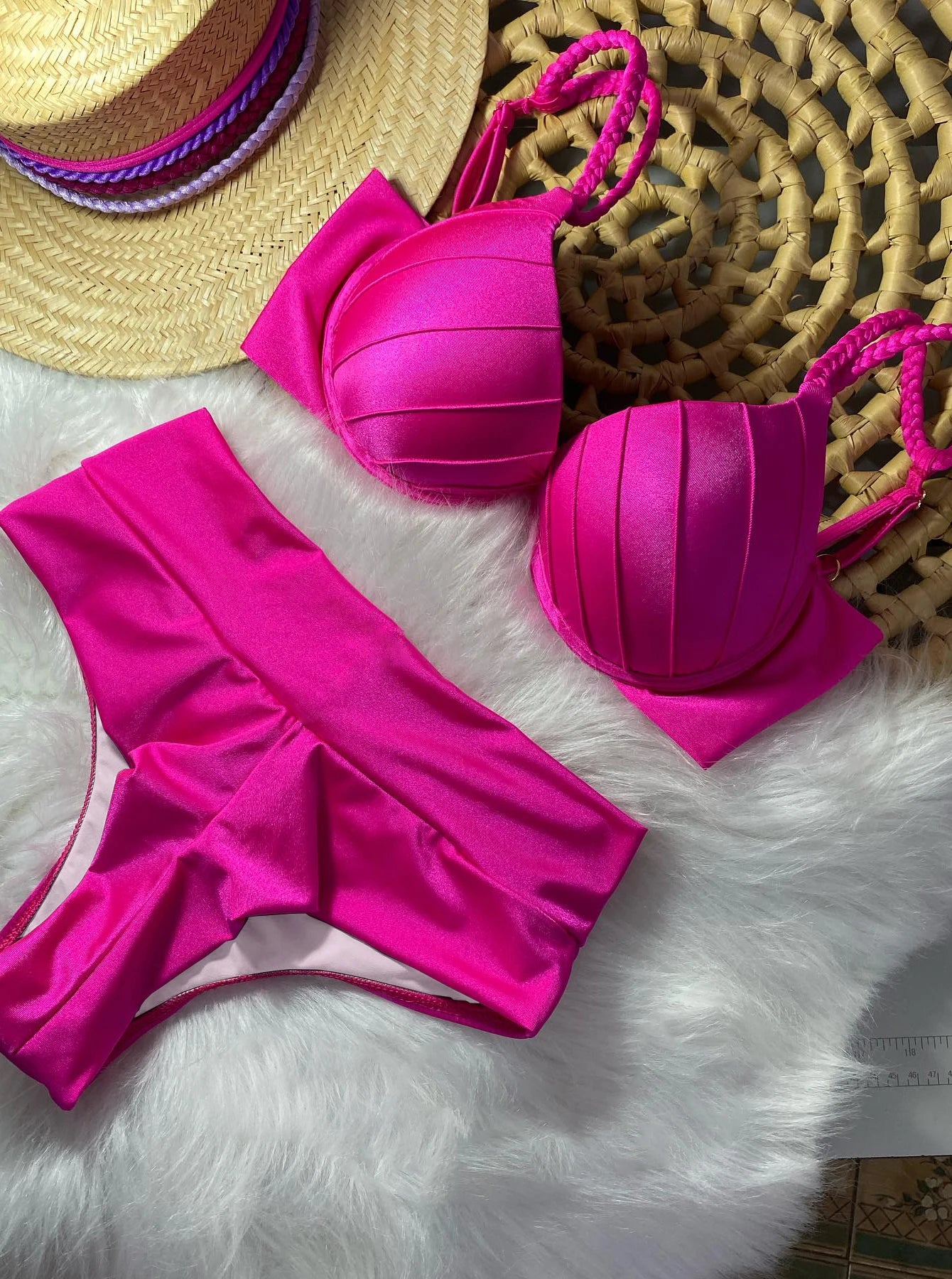 Vintage High Waist Padded Push Up Bikini Women Swimwear - ds
