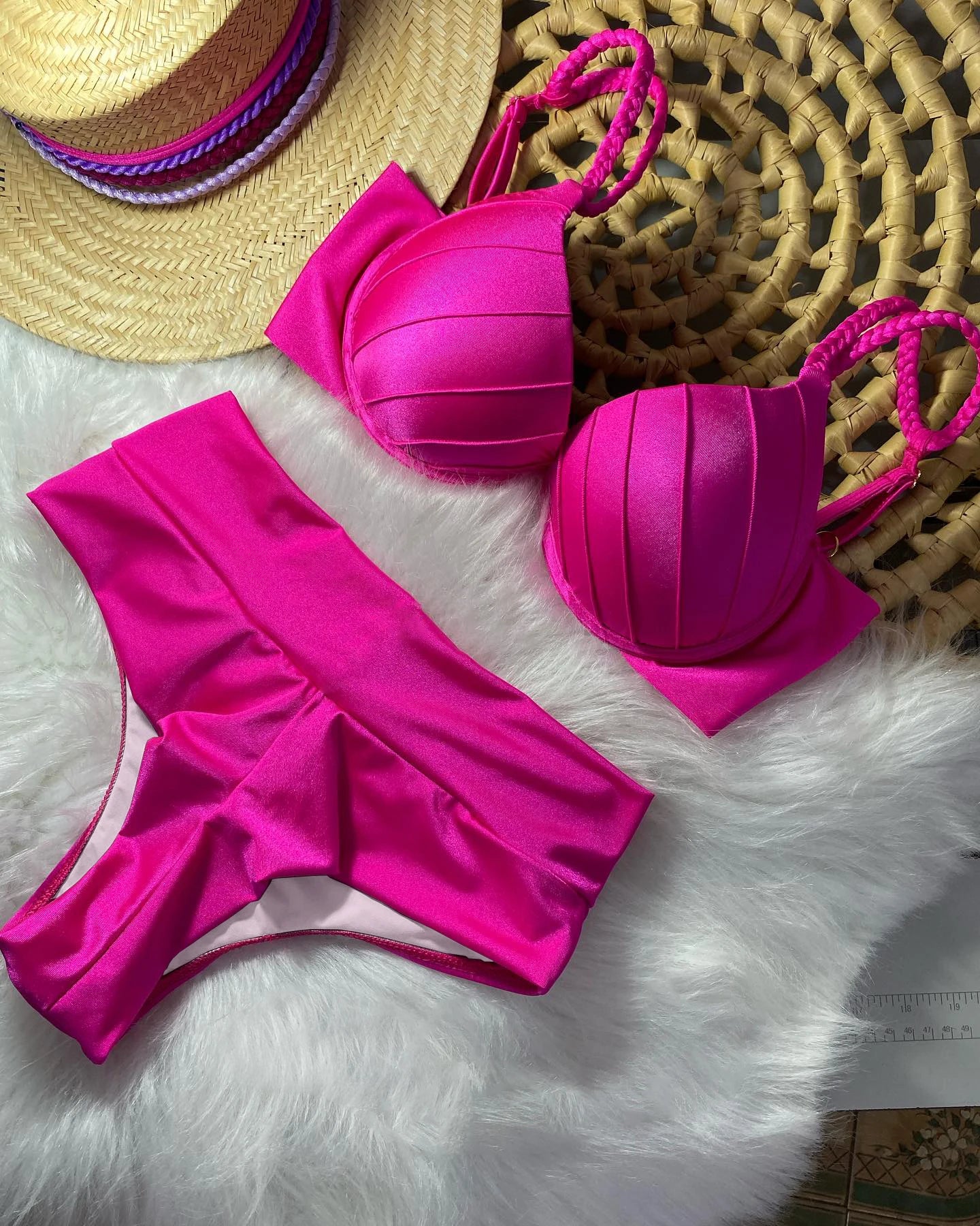Vintage High Waist Padded Push Up Bikini Women Swimwear - ds