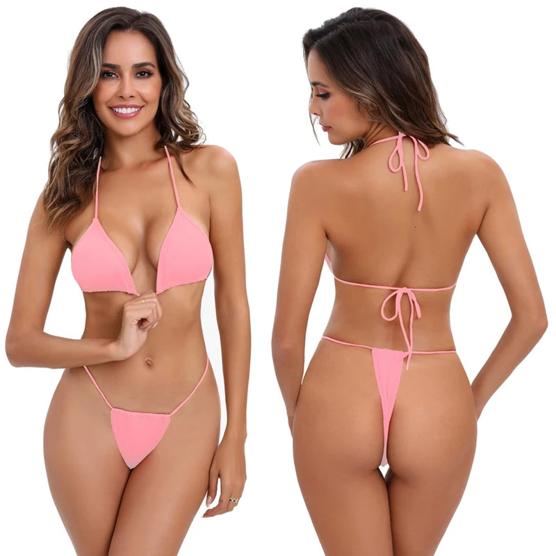 Brazilian G-String Bikini Set – Sexy Micro Halter Swimwear for Women -DS